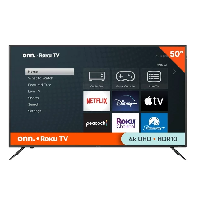 Onn. 50-inch 4K UHD Roku Smart TV: $198 at Walmart